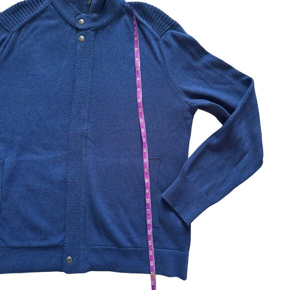 Banana Republic Full Zip Cardigan Knit sweater Men Sz XL Royal Blue Grandpacore - Picture 11 of 16